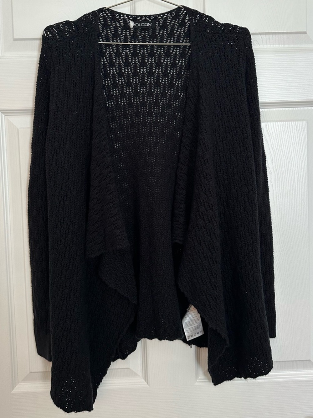 Volcom Black Open-Front Knit Cardigan